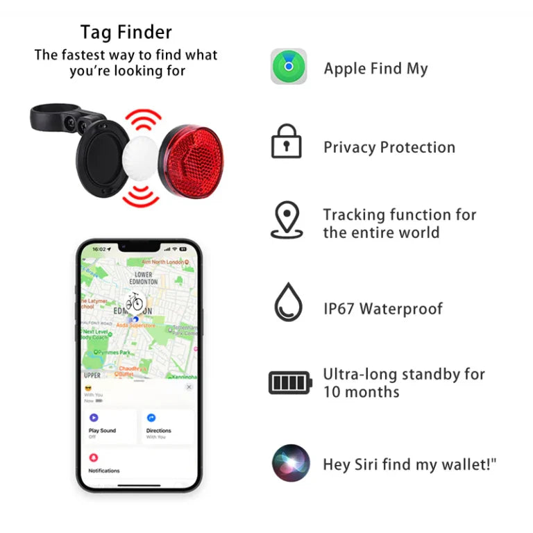 Bike Rear Reflector Anti-theft Bicycle Seatpost Mount for Air Tag Tracker Bike Reflector Holder with find my device
