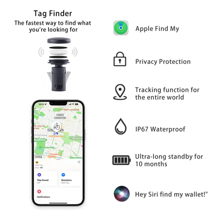 Anti-Theft Bike Mount Bicycle Front Fork Down Tube Bracket for Air Tag Waterproof Tracker Mount Holder Headset Cap Cove for Bike